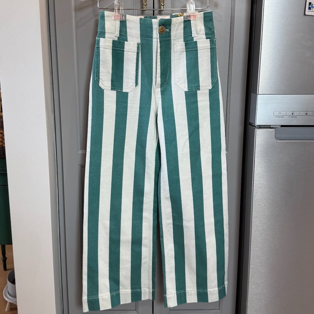 Maeve by Anthropologie Colette Denim Striped Wide Leg Cropped Pants, Size 26